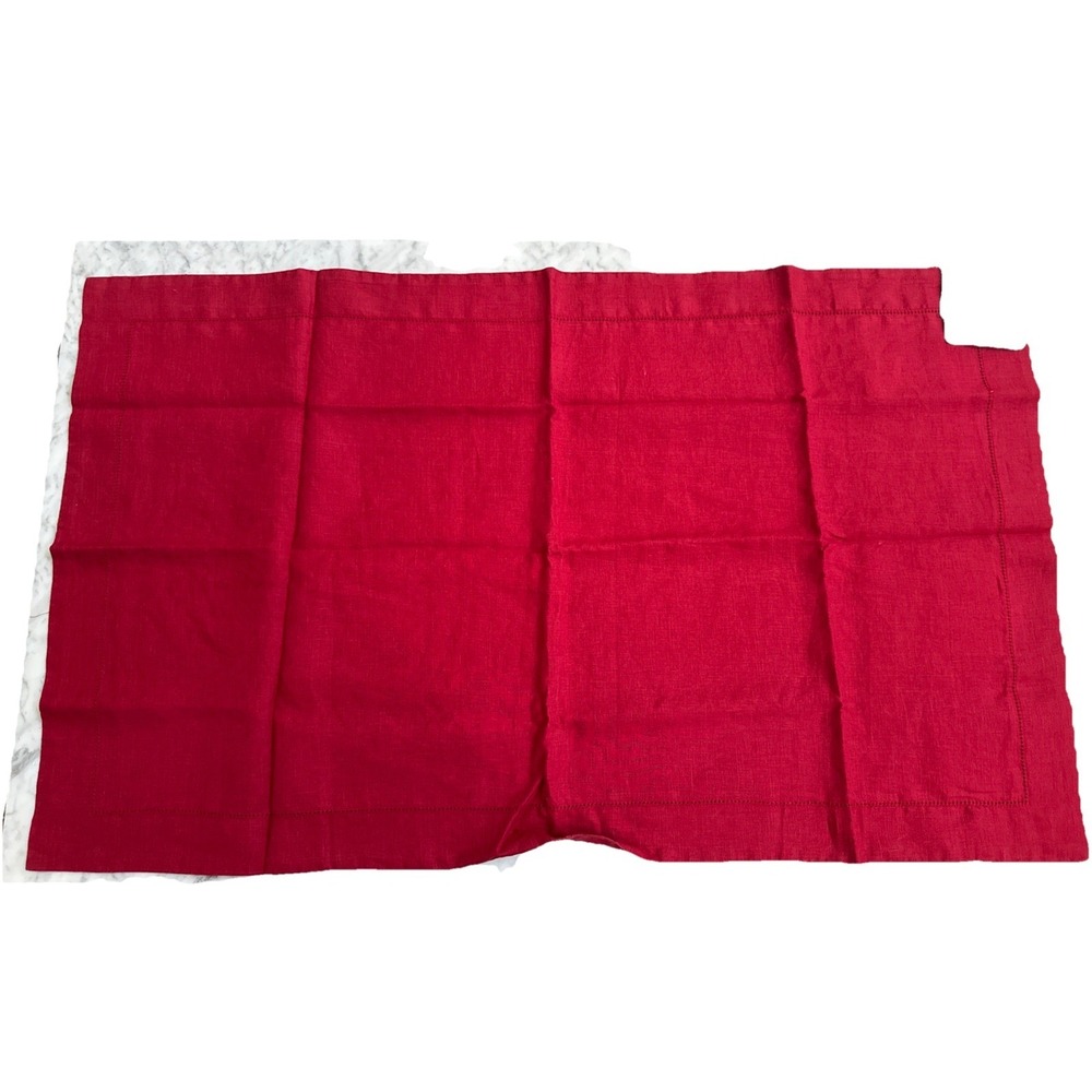 POTTERY BARN BELGIAN FLAX LINEN SHAM ~ KING ~ RED BERRY- Sample